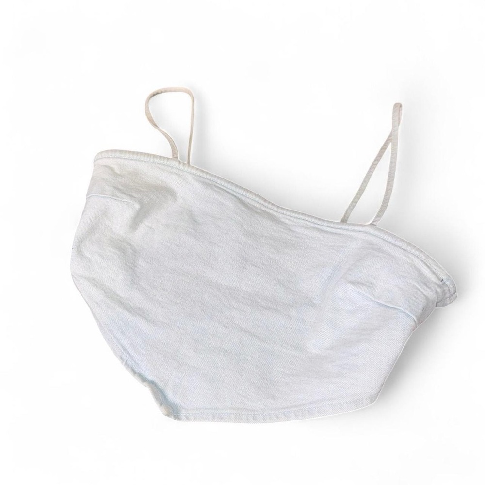 Zara light wash denim bandana style crop top